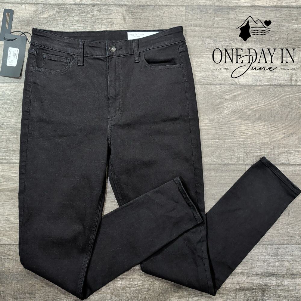 Rag & Bone Tina High Rise Skinny Jeans Black Full Length NWT Size 6 (28)